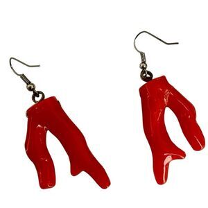 Orange Faux Coral Branch Earrings